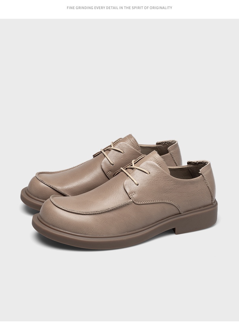 Lace-up Big Head Leather Shoes Soft Leather British Style Casual Leather Shoes — изображение 10