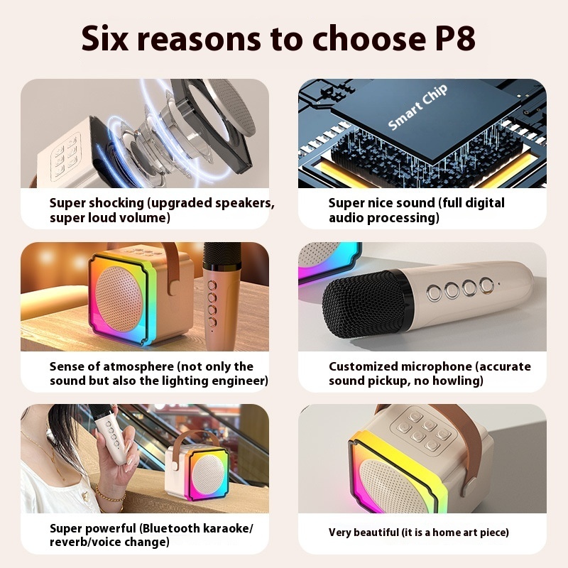 Double Microphone Household Outdoor Karaoke Microphone Speaker - Image 2