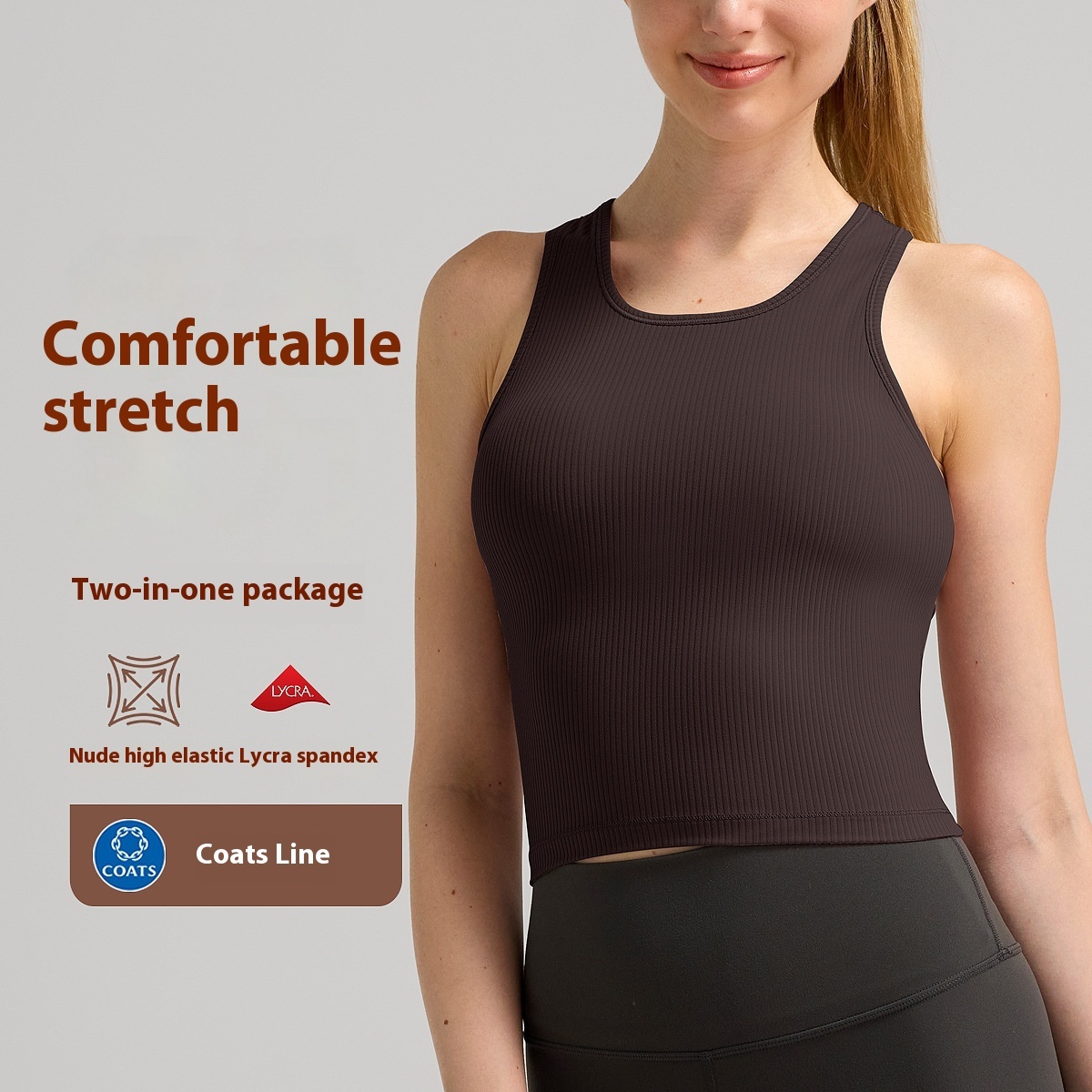 Sports Vest Ladies Belt Chest Pad Rib Breathable Quick-drying Workout Top - Image 3