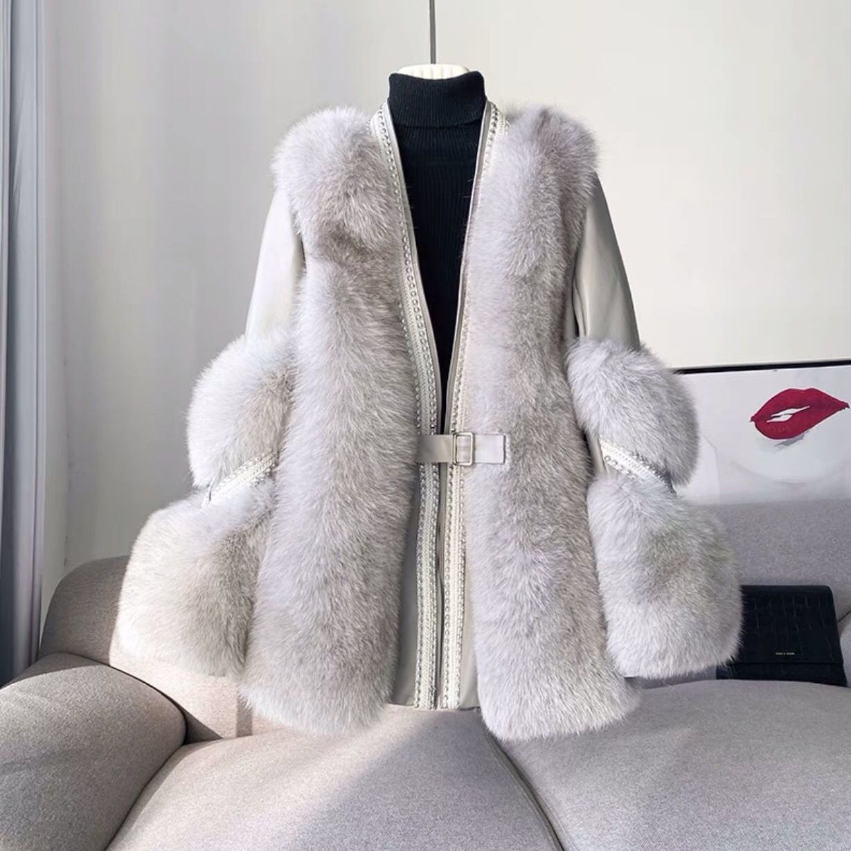 Loose Fashionable Warm Mid-length Fur Coat - Image 3