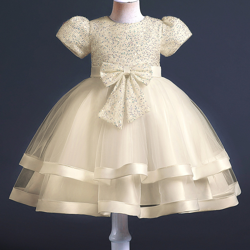 Girls' Birthday Solid Color Short Sleeve Dress - Image 3