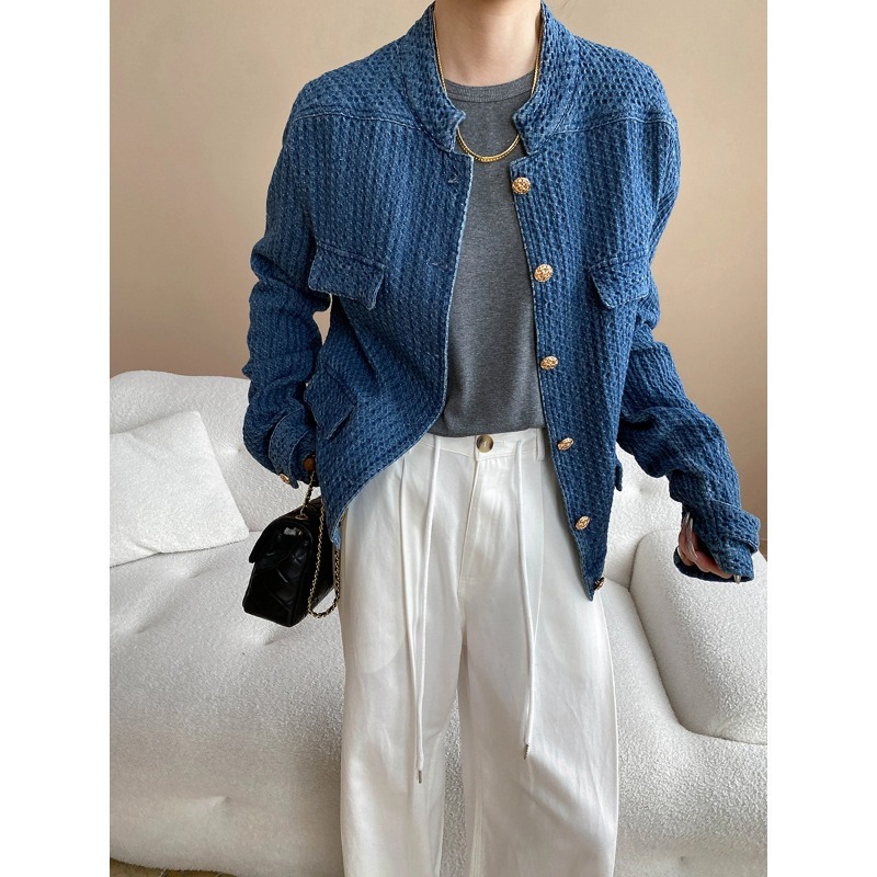 Texture Profile Classic Style Denim Jacket Coat - Image 2