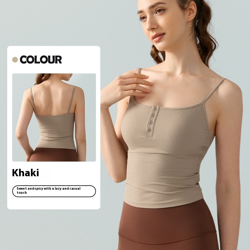 Sexy Square-neck Spaghetti Strap Yoga Vest With Chest Pad - Image 8