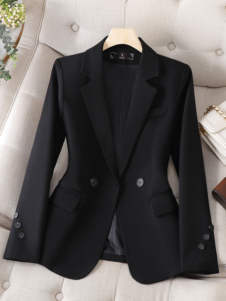 Spring And Autumn Khaki Suit Jacket For Women's Slimming - Image 5