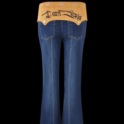 Corduroy Patchwork Denim Neck For Women