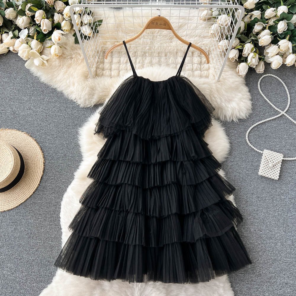 Loose Ruffle Pressed Pleated Maxi Dress