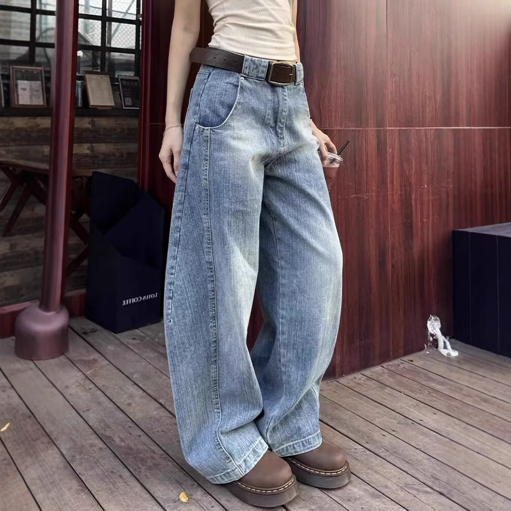 American Retro Loose Straight Machete Jeans - Image 2