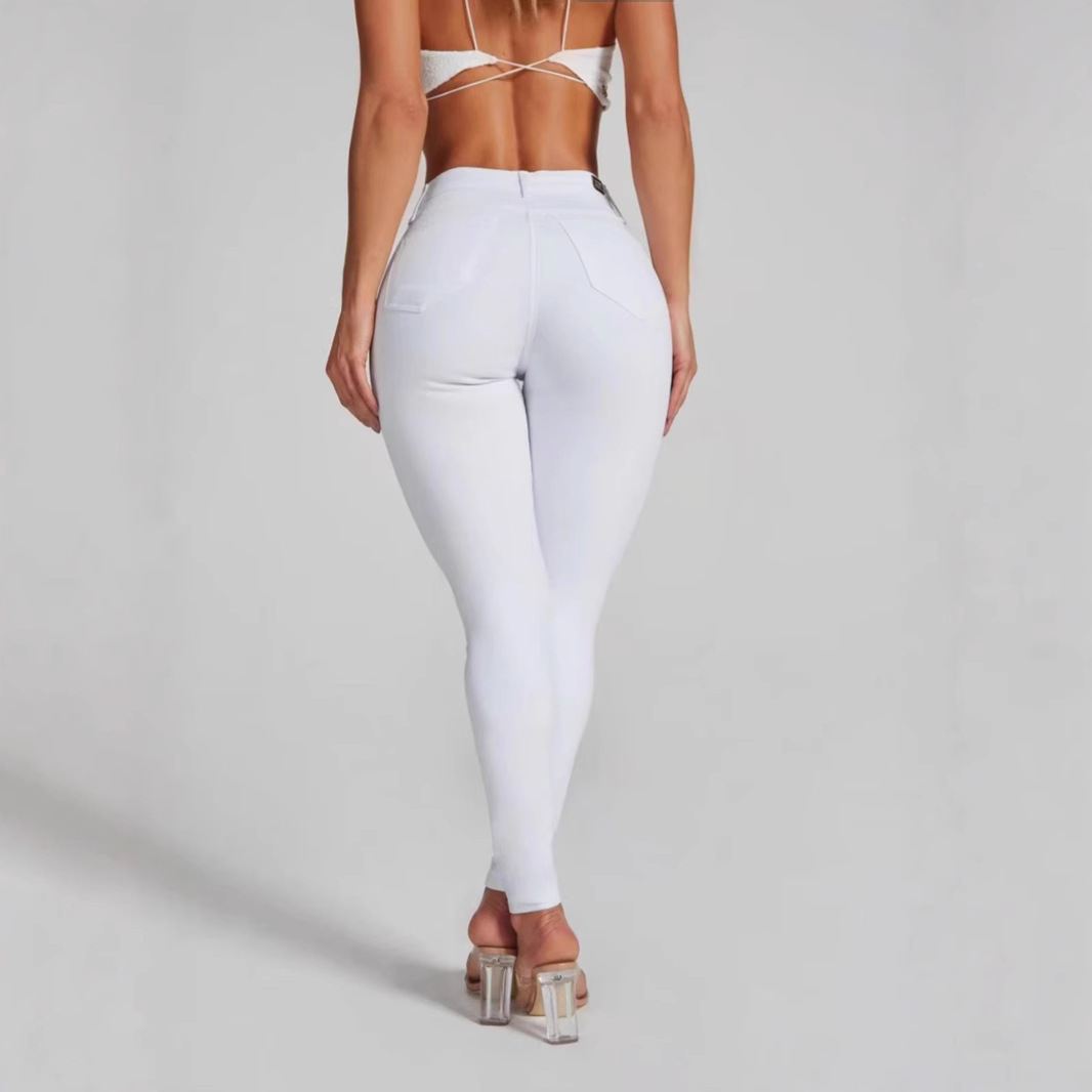 Fashion Black And White High Elasticity Ankle-tied Large Size Hip Lifting Women's Jeans - Image 4