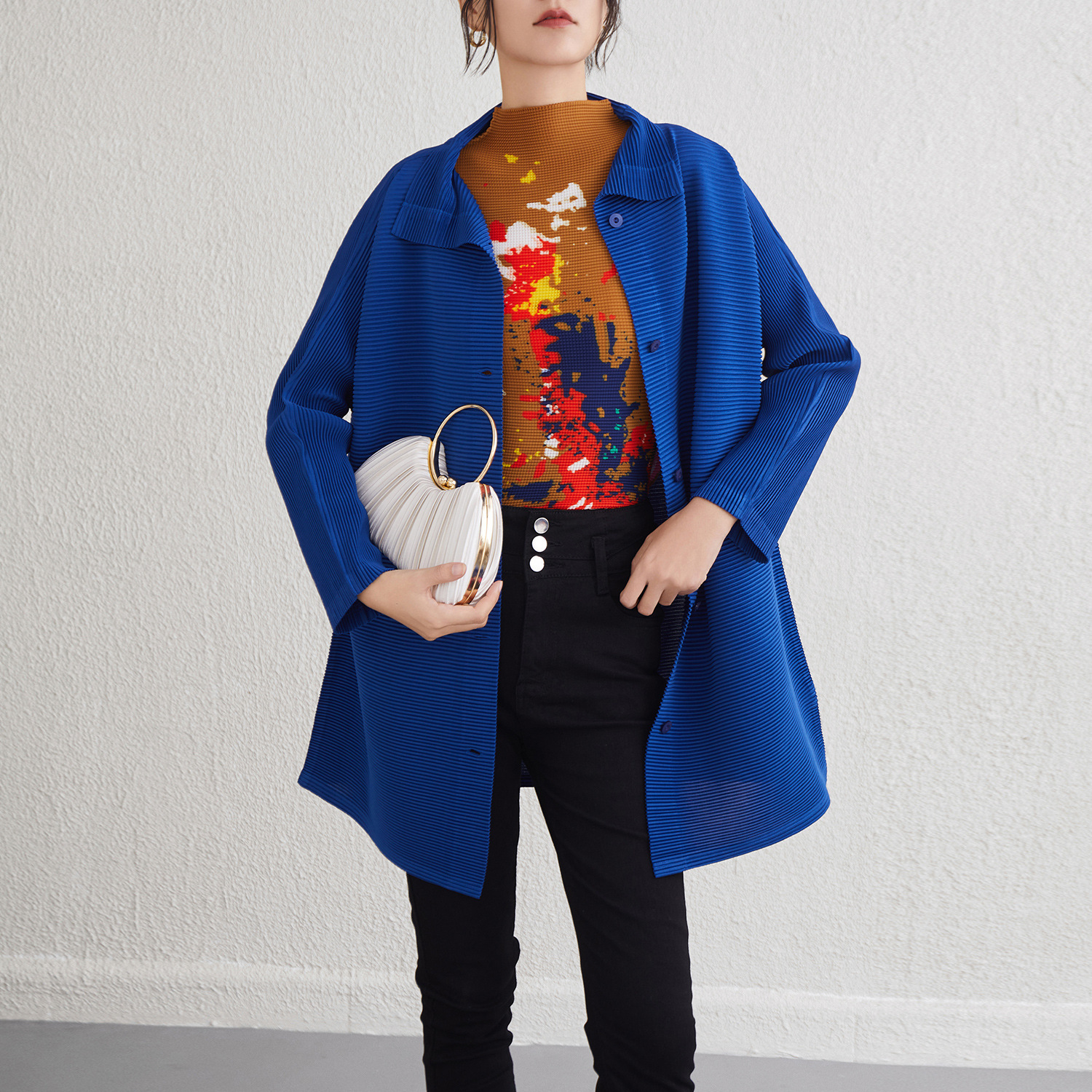 Knitted Long Wild Turtleneck Coat Top - Image 3