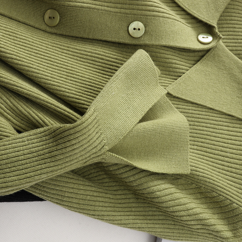 Sunken Stripe Knitted Wool Cardigan For Women - Image 3