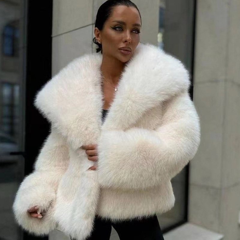 Women's Fluffy Casual Fox Fur Jacket Women's Clothing