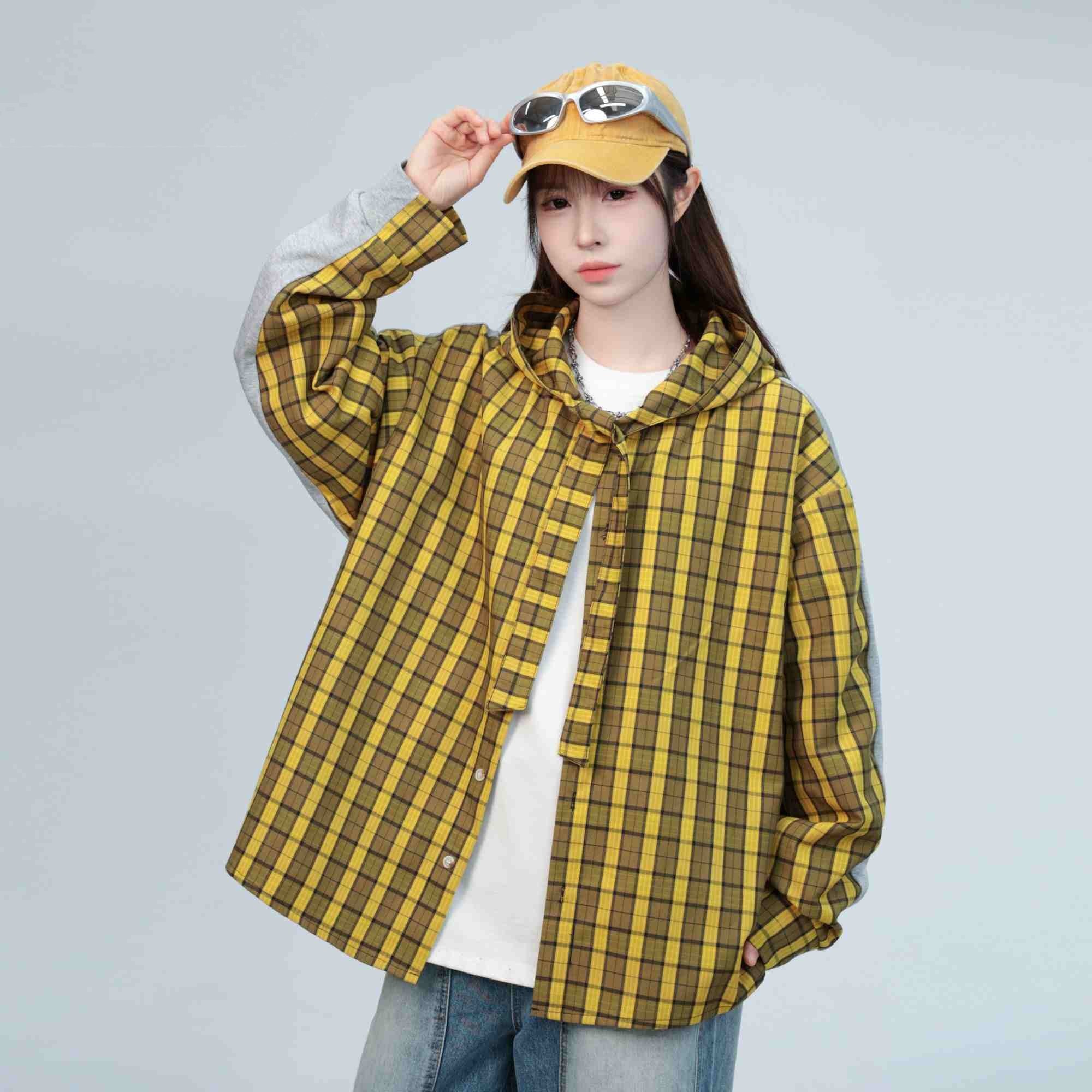 Shirt Plaid Patchwork Grey Cotton — изображение 5