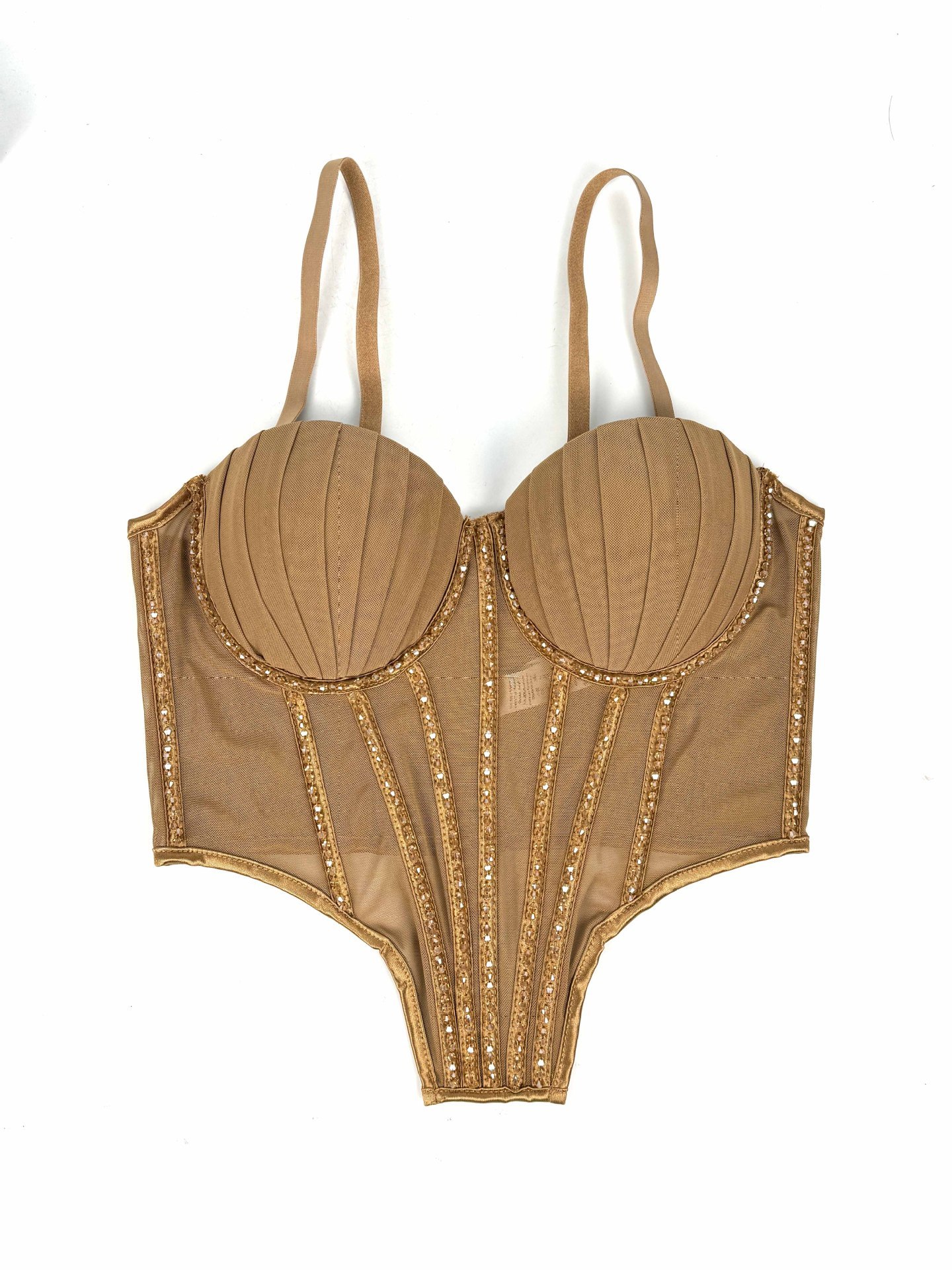 Sexy Mesh With Braces And Breast Pad Can Be Worn Outside Rhinestone Fishbone Plastic Bra - Image 8