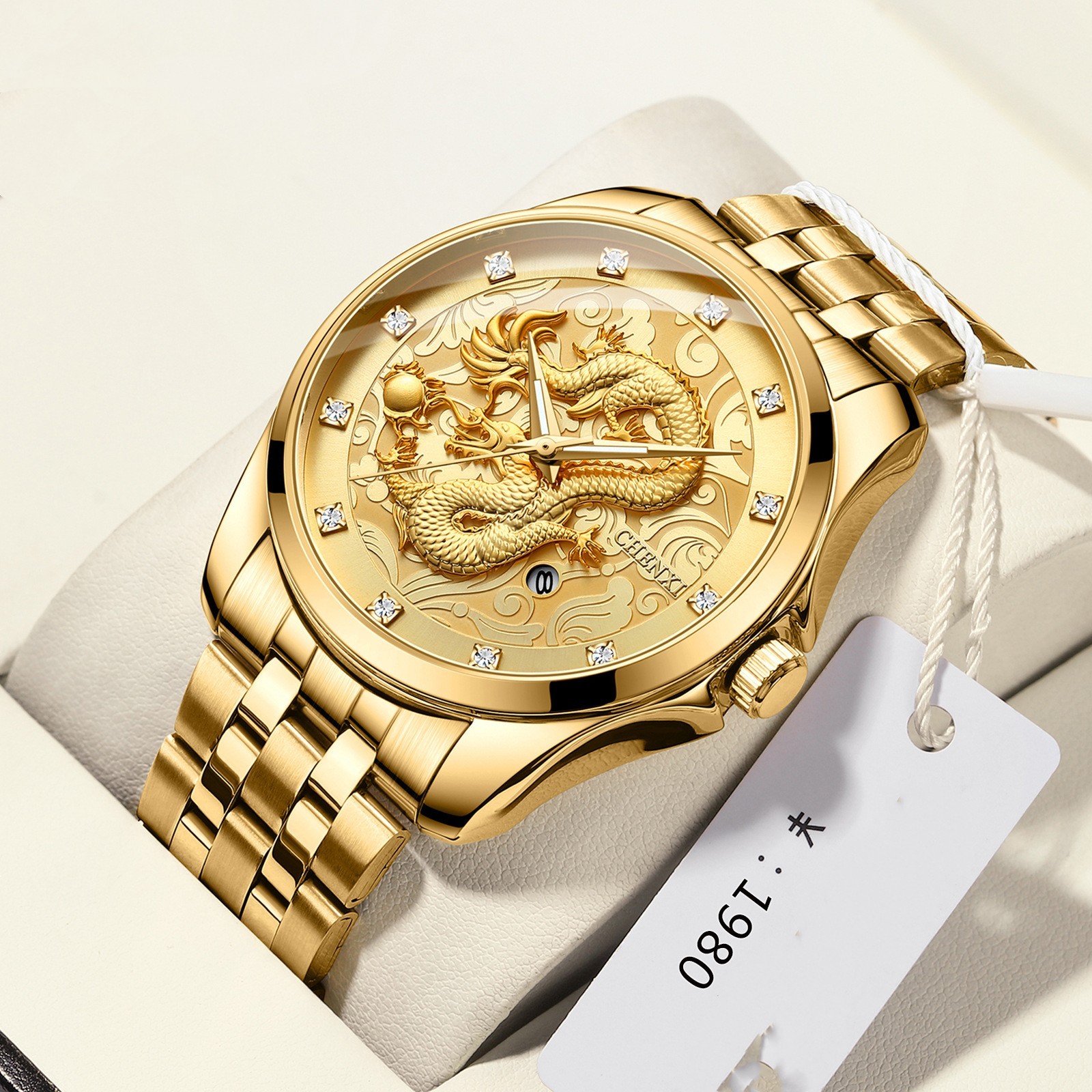 Dragon Totem Embossed Calendar Waterproof Men's Watch Dawn Chinese Style Watch Steel Belt Cross-border Hot — изображение 5