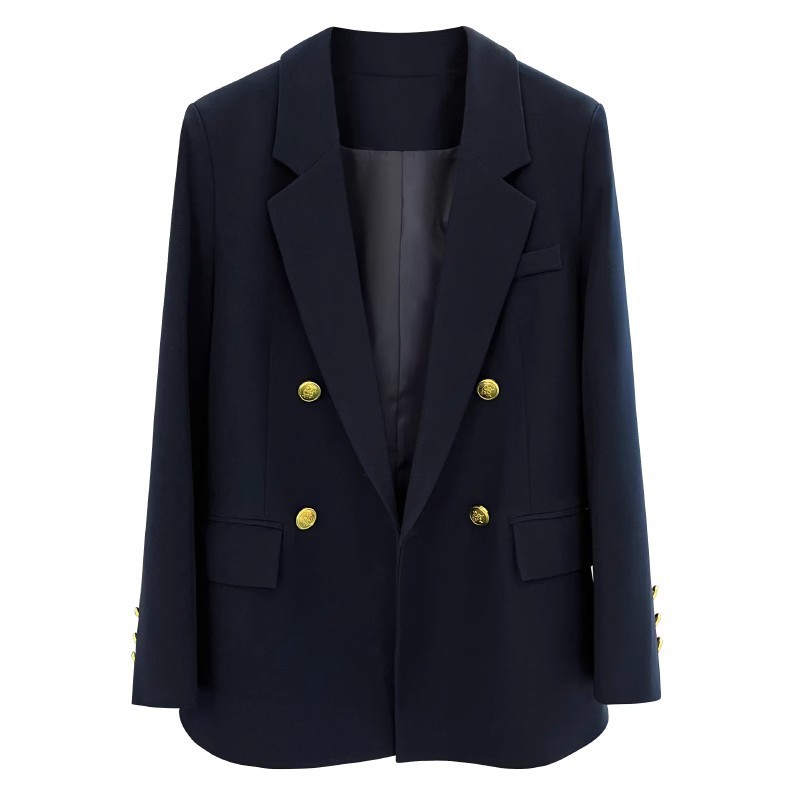 Navy Blue Leisure Simple Commute Easy Matching Coat - Image 2