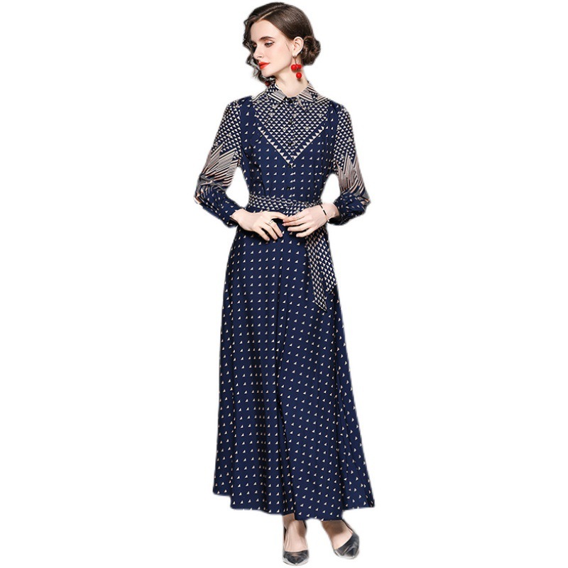 Women's Temperament Lapel Long-sleeved Dress - Image 5
