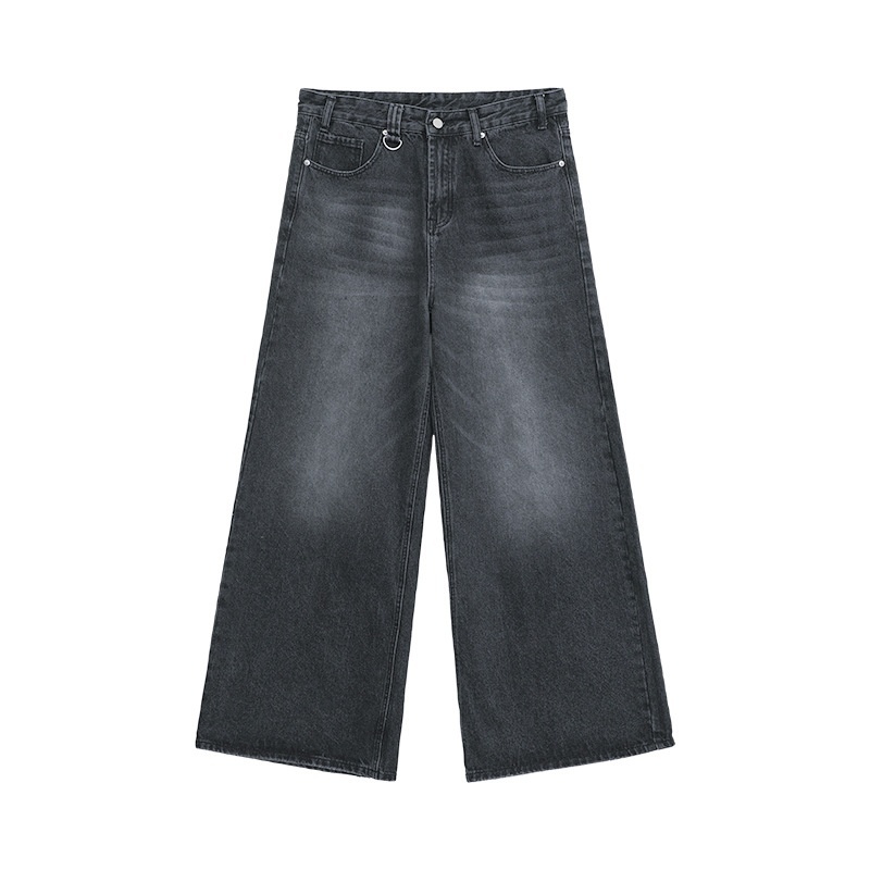 Retro Hong Kong Style Distressed Loose Wide Leg Mopping Jeans - Image 6
