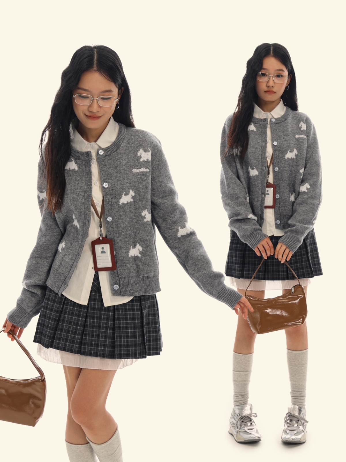 Jacquard Round Neck Cardigan Knitted Sweater – Bild 2