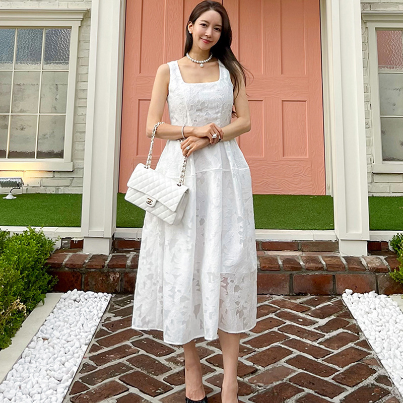 Women's New Temperament Waist Slim Fashion Jacquard Dress