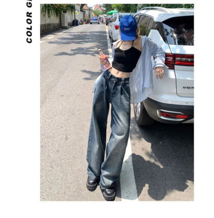 Mid-rise Washed Wide-leg Jeans