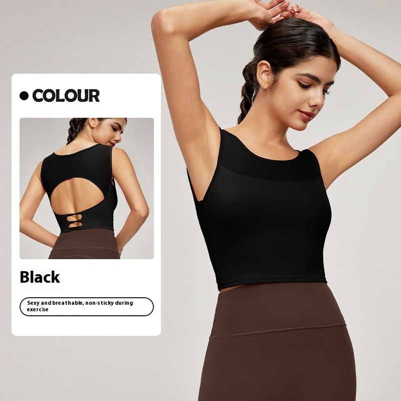 Splicing Mesh Beauty Back Yoga Vest - Image 2