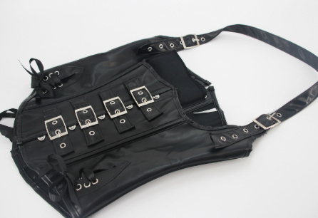 Corset European And American Corset Sexy Halter Black Leather Retro – Bild 5