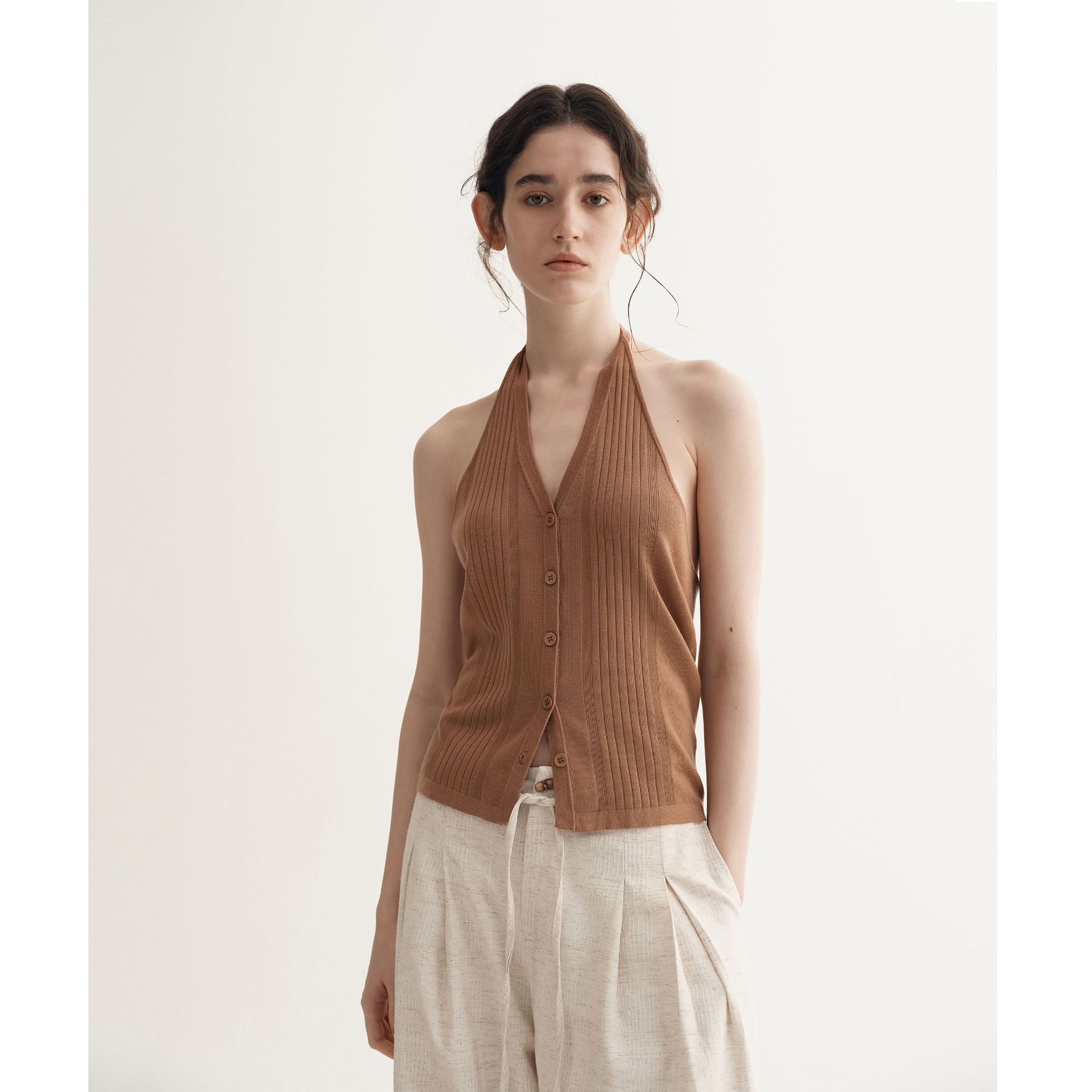 Backless Halter Vest Women's Spring Slim-fit Knitted Cardigan Sweater - Image 2