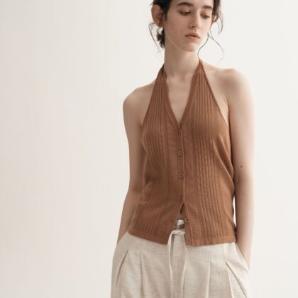 Backless Halter Vest Women's Spring Slim-fit Knitted Cardigan Sweater