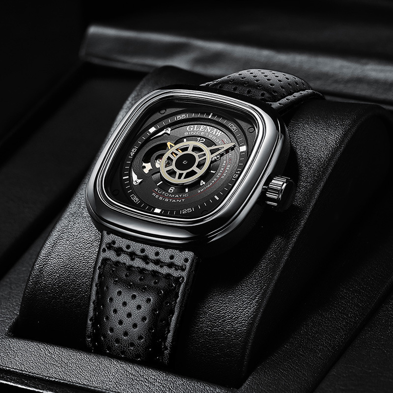 Friday Men's Watch Automatic Hollow Net Red Square Mechanical - Image 3