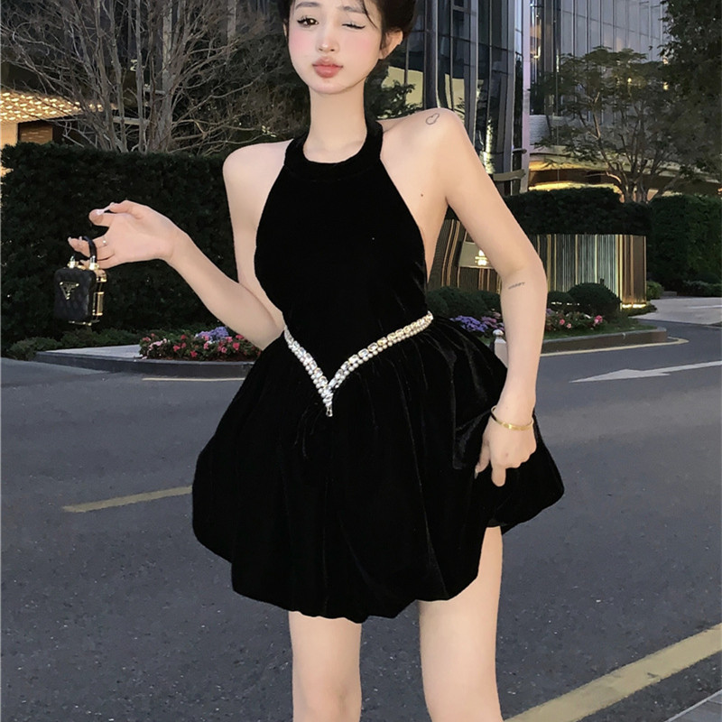 Women's Fashion Bow Hanging Neck Dress – Bild 5