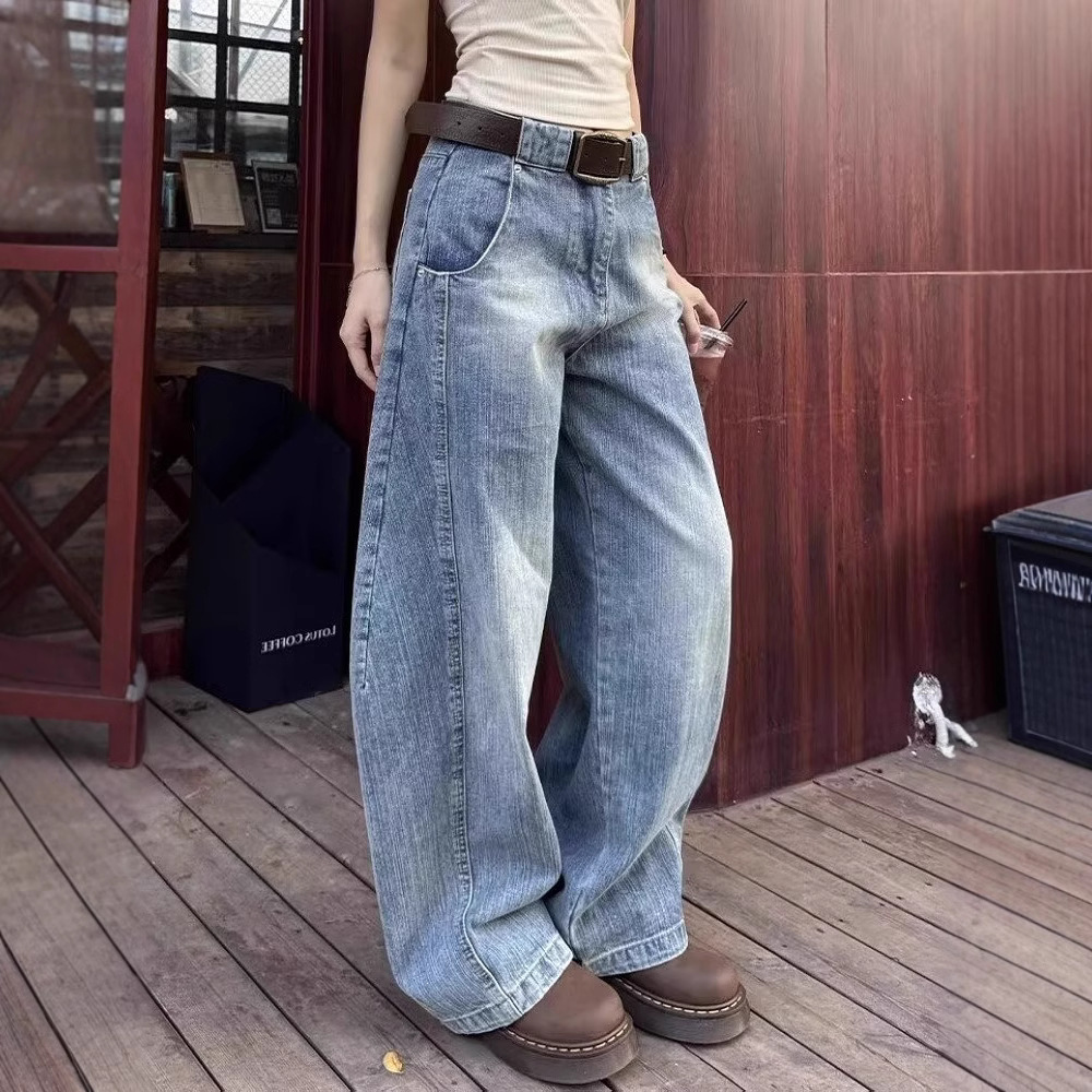 American Retro Loose Straight Machete Jeans - Image 3