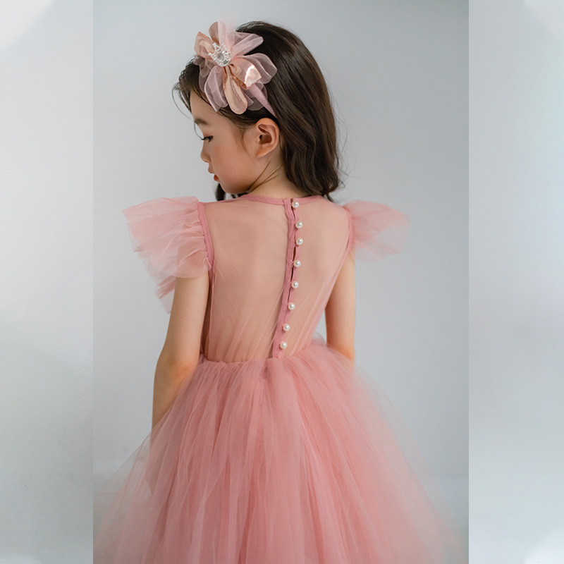 Girls' Flying Sleeve One Piece Princess Mesh Dress — изображение 4
