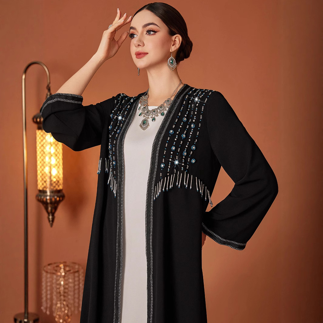 New Middle East High-end Heavy Industry Beaded Temperament Arab Coat Robe - Image 2