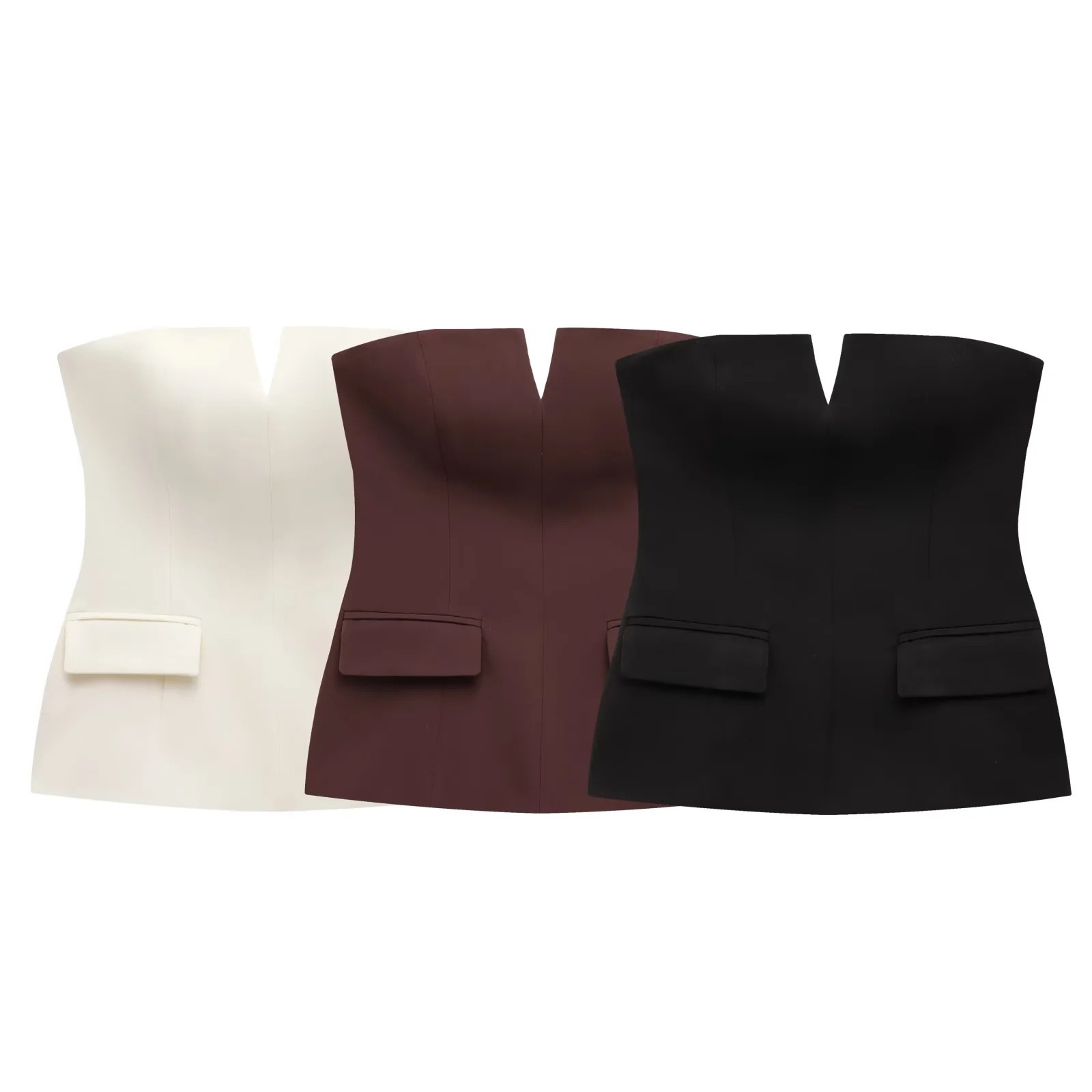 Solid Color Strapless Short Tube Top - Image 2