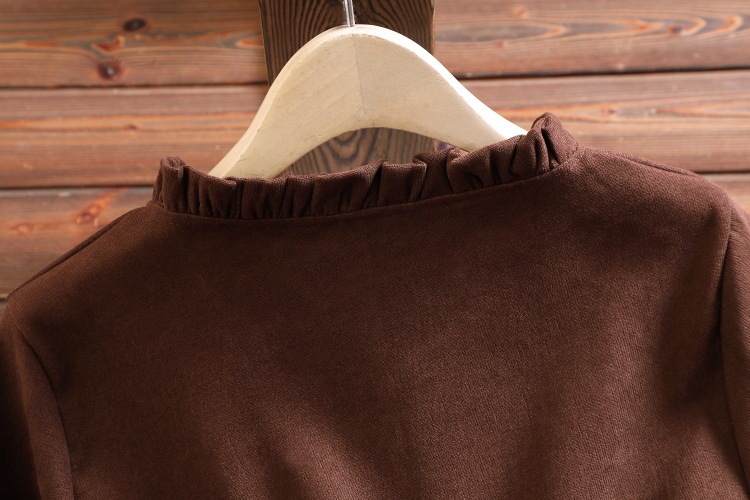 Retro Fungus Collar Corduroy Waist Slim Skirt - Image 2