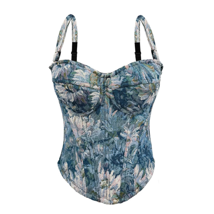 Sexy Tube Top With Chest Pad Vintage Court Style Fishbone Bra - Image 3