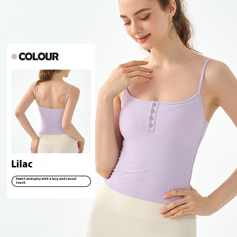 Sexy Square-neck Spaghetti Strap Yoga Vest With Chest Pad - Image 6