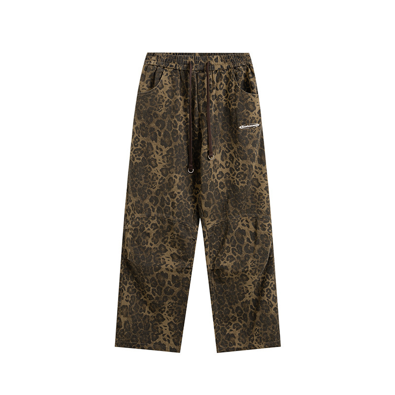 Leopard Print Women's Design Elastic Waist Loose Wide Leg Pants - Image 6