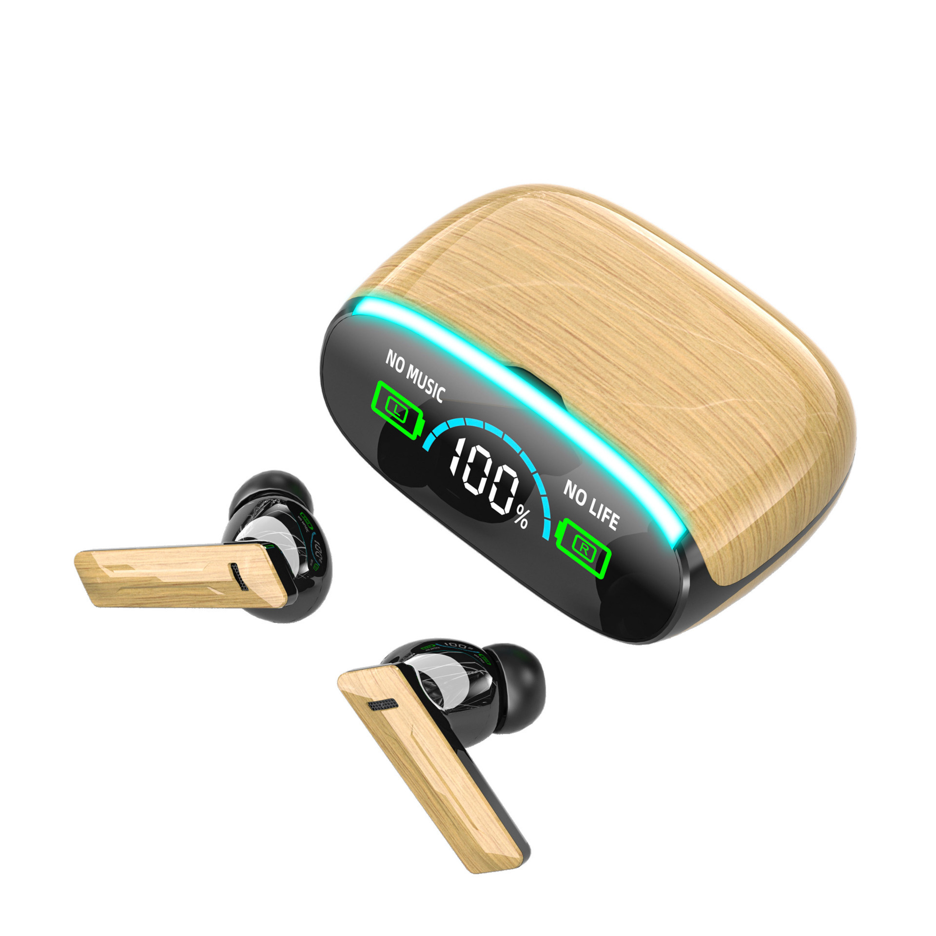 Wood Grain Wireless Sports In-ear Noise-canceling Low-latency Bluetooth Headphones - Image 4