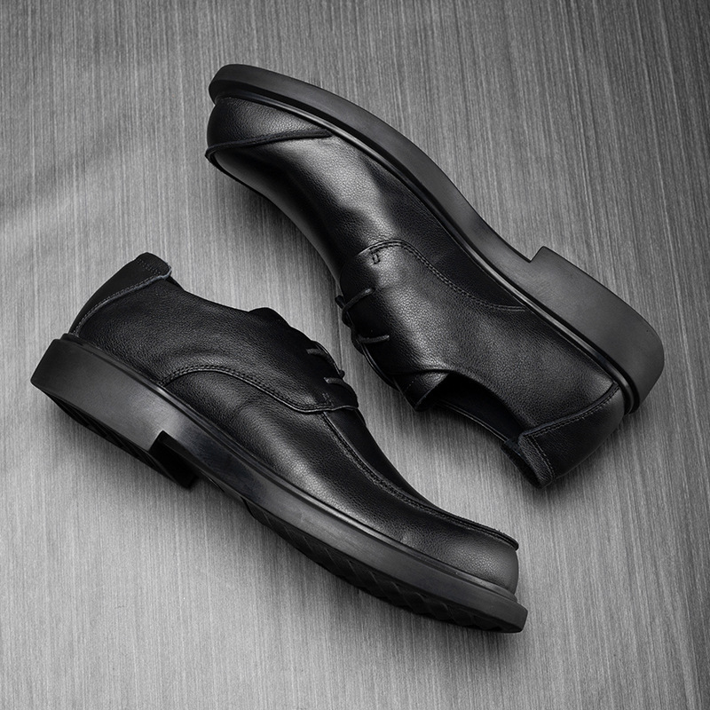 Lace-up Big Head Leather Shoes Soft Leather British Style Casual Leather Shoes — изображение 2