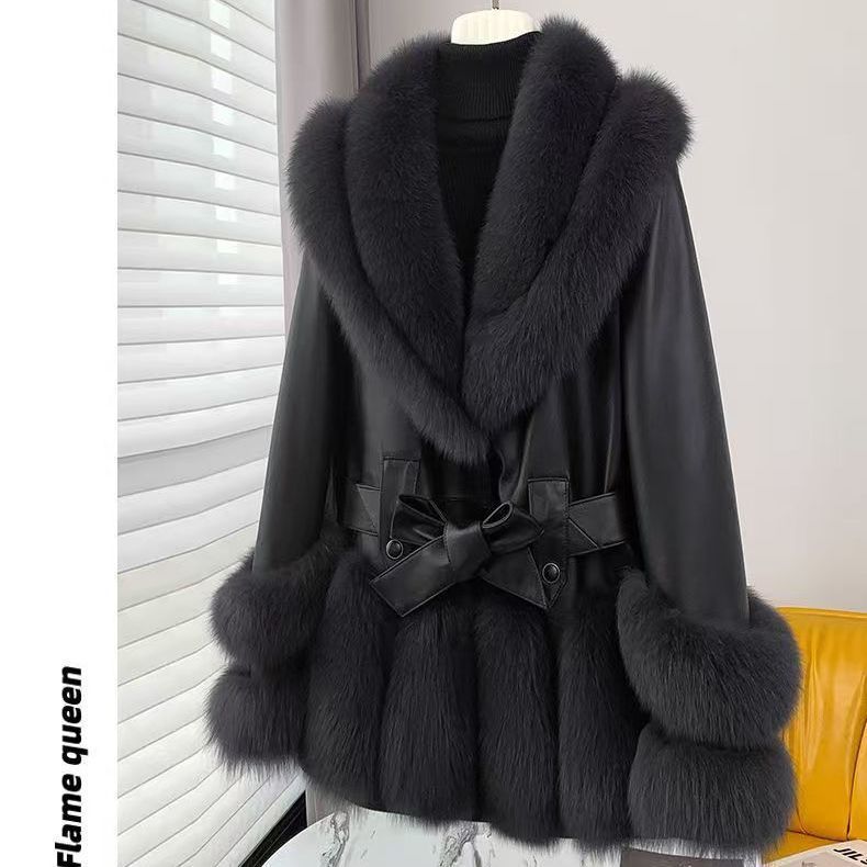 Fashion Thick Mid-length Leather Fur Coat – Bild 2