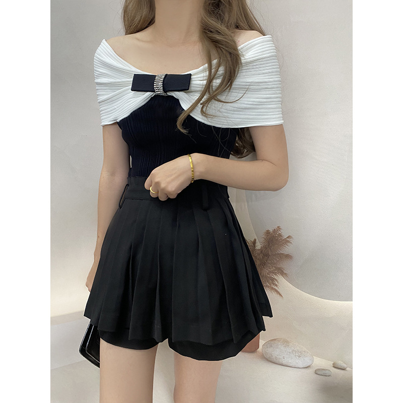 Bowknot Off-shoulder Knitted Top — изображение 2