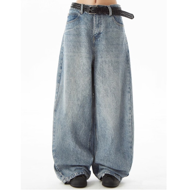 Retro Straight Jeans Loose High Waist Slimming - Image 3