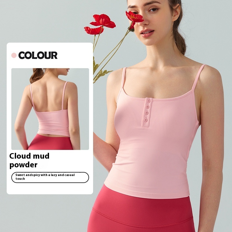 Sexy Square-neck Spaghetti Strap Yoga Vest With Chest Pad - Image 4