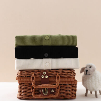 Sunken Stripe Knitted Wool Cardigan For Women