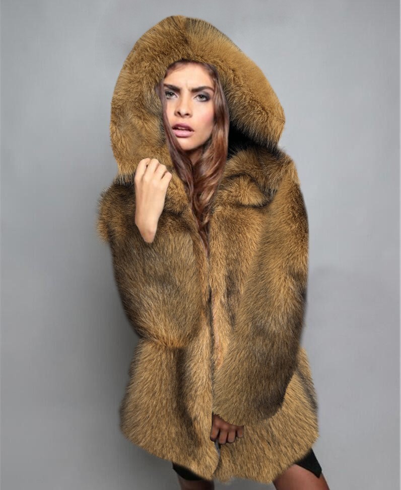 Loose Trendy Mid-length Fur Coat - Image 6