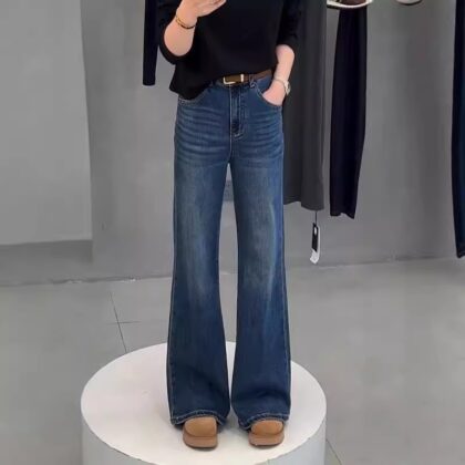 Plus Size Women's High Waist Elastic Straight Skinny Jeans