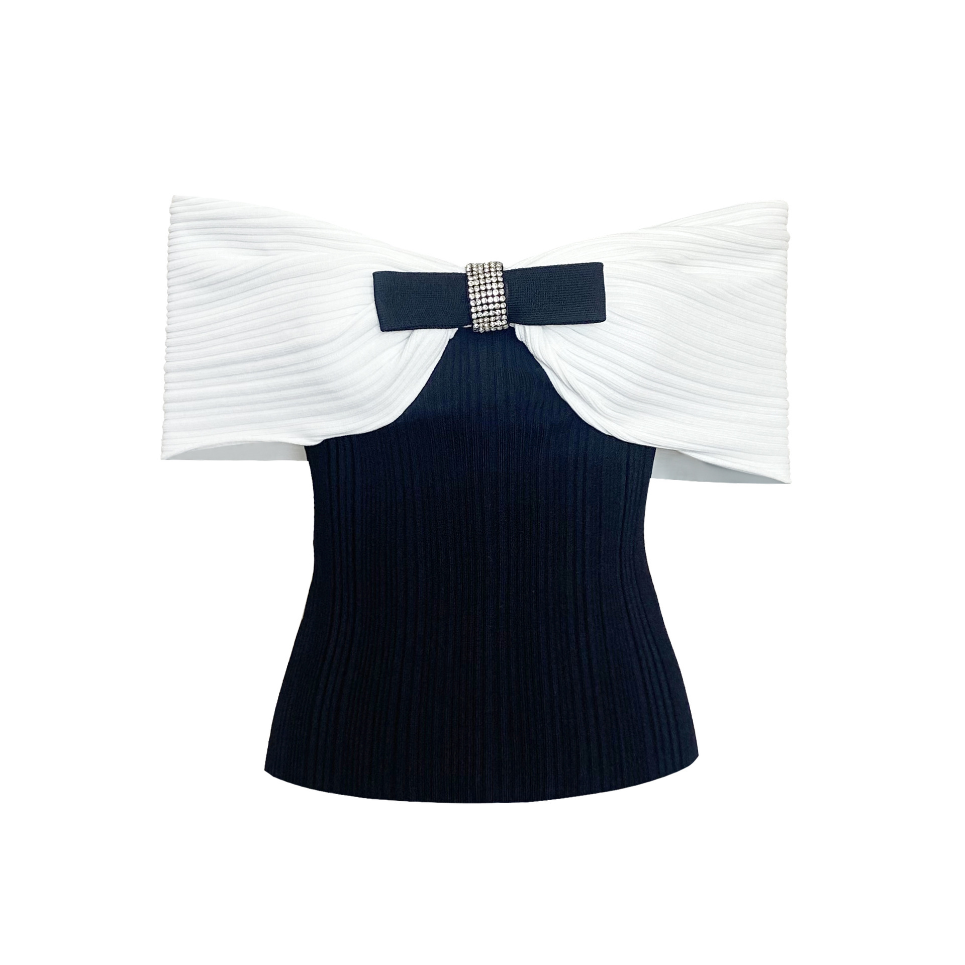 Bowknot Off-shoulder Knitted Top — изображение 5