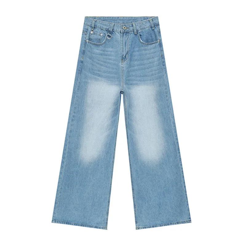 Retro Hong Kong Style Distressed Loose Wide Leg Mopping Jeans - Image 4