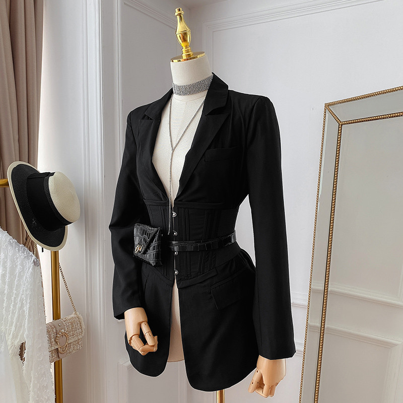 Fashionable New Women's Clothing Waist Elegant Slim Solid Color Suit - Image 3